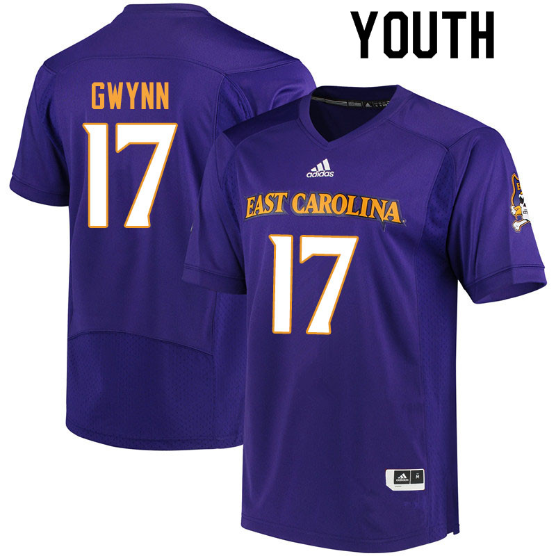 Youth #17 Zach Gwynn ECU Pirates College Football Jerseys Sale-Purple - Click Image to Close